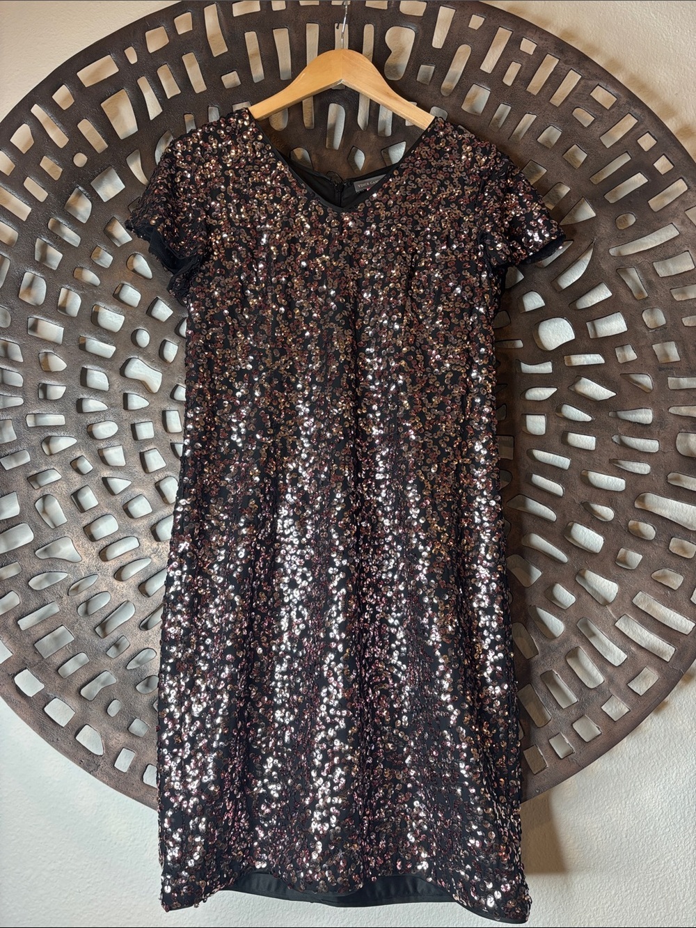 🖤 Vince Camuto Rose Gold Sequin Midi Dress NWT Size 6 Lined Cocktail Party 🖤